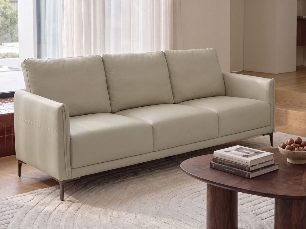 Bank 3-zits CILENS Stof Lichtbeige