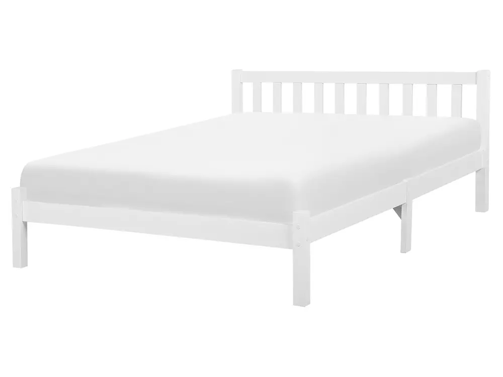 Bett mit Lattenrost Kiefernholz FLORAC 160 x 200 cm Weiß