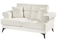 Sofa 2 Seater SKIVE Boucle White_948662
