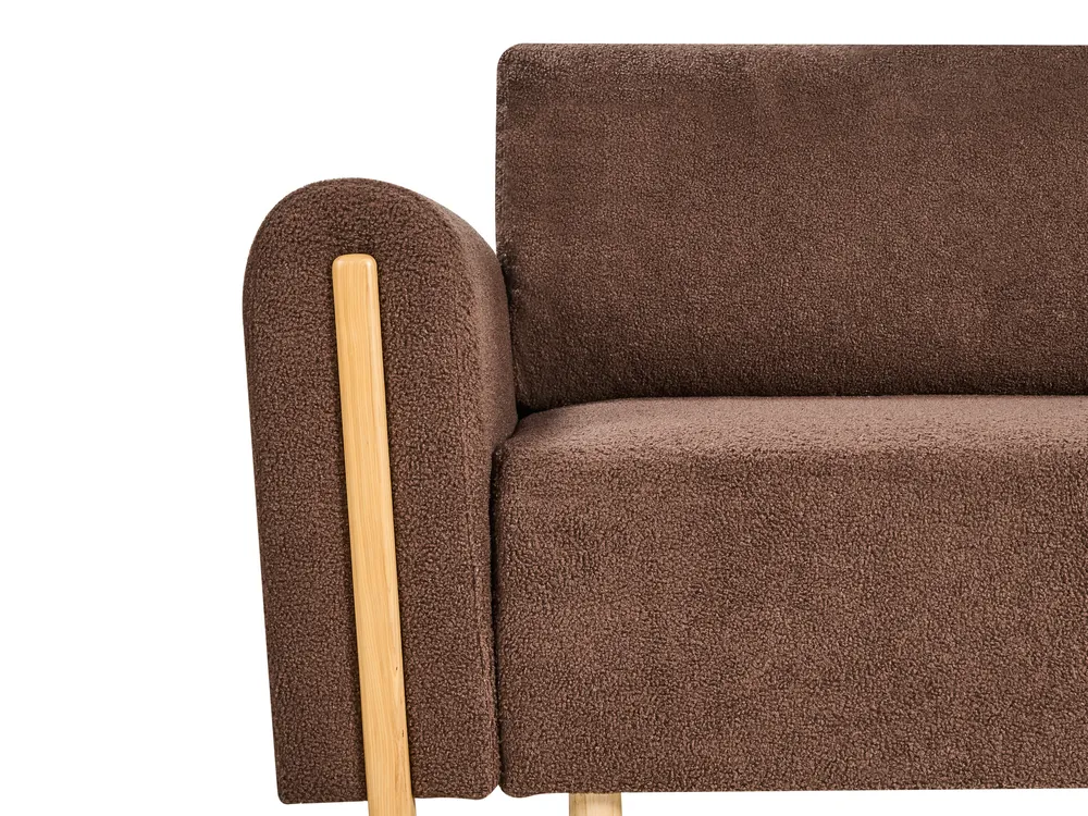 Schlafsofa 3-Sitzer KVAM mit Stauraum Bouclé Braun_1021889