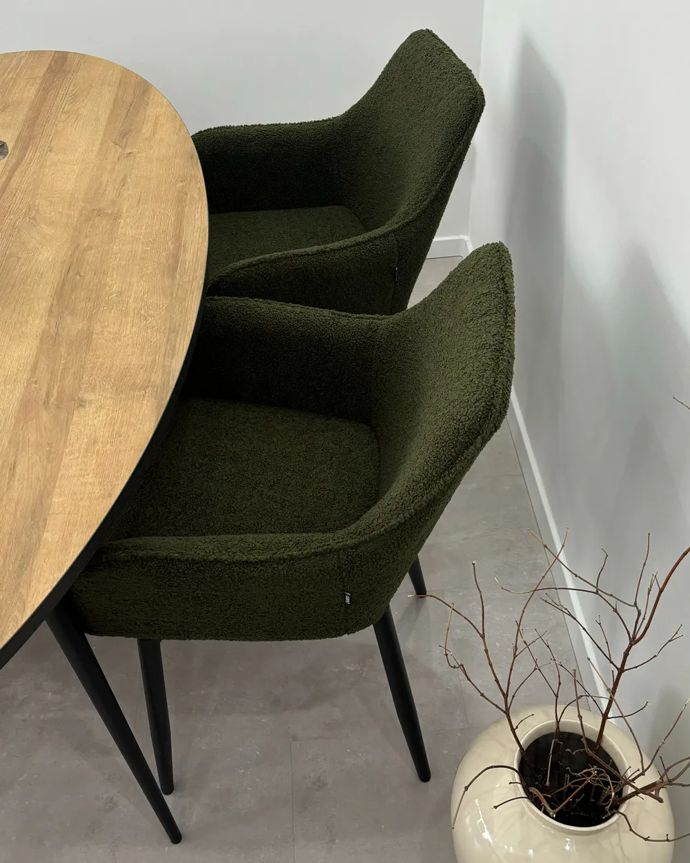 Set of 2 Dining Chairs ALDEN Boucle Dark Green_983557