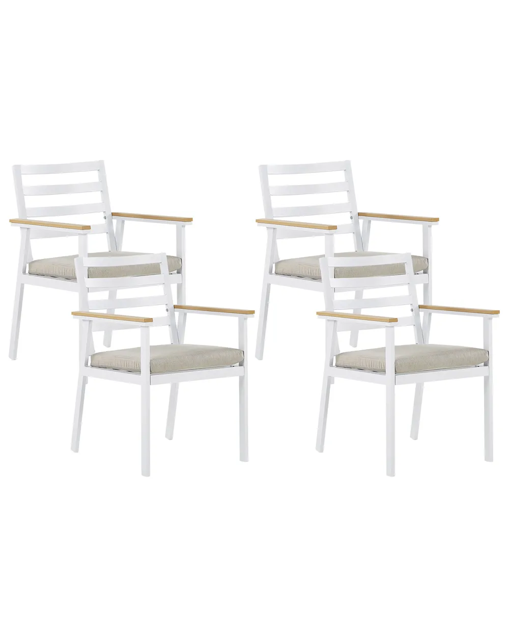 Set mit 4 Stühlen und Sitzkissen CAVOLI Metall Beige