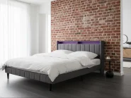 Bed with LED BEAULIEU Fabric Dark Grey 180 x 200 cm (EU Super King) with USB Port with Storage_1017762