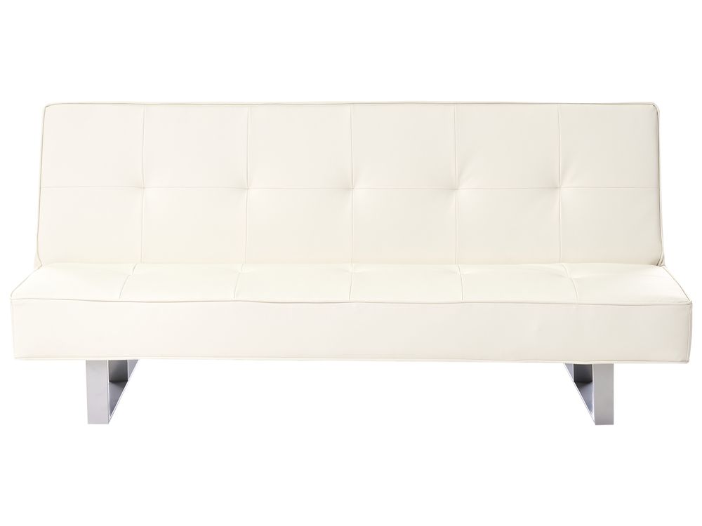 Sofa Bed 3 Seater DERBY Faux Leather Off-White