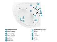 Hoek bubbelbad met LED PELICAN 206 x 165 cm Wit_796438