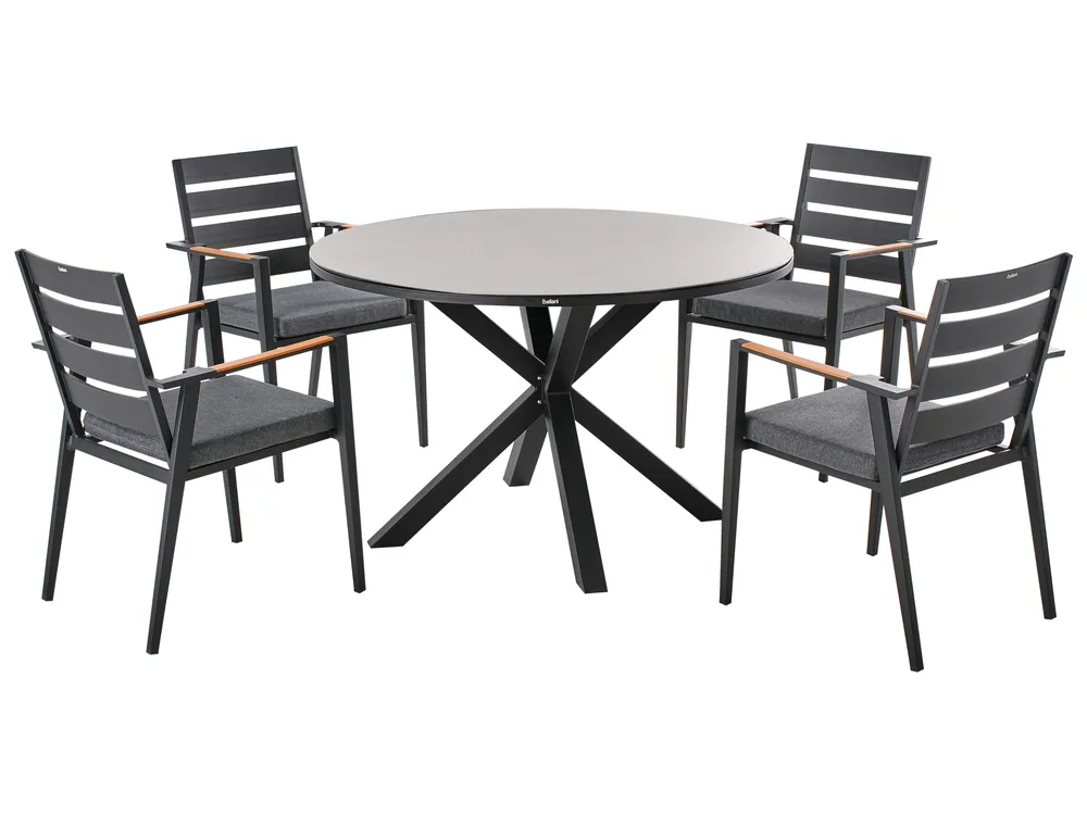 Gartenmöbel Set 4-Sitzer MALETTO/TAVIANO inkl. Kissen Metall Grau / Schwarz