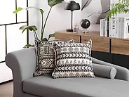 Dekokissen 2er Set HENTEPE 45 x 45 cm Baumwolle Schwarz Geometrisches Muster_1178130