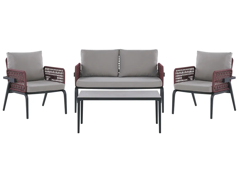 Lounge Set mit Tisch 4-Sitzer SCIACCA Metall Grau