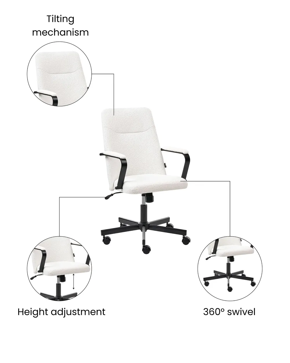 Office Chair CAROGA Boucle White_1059671