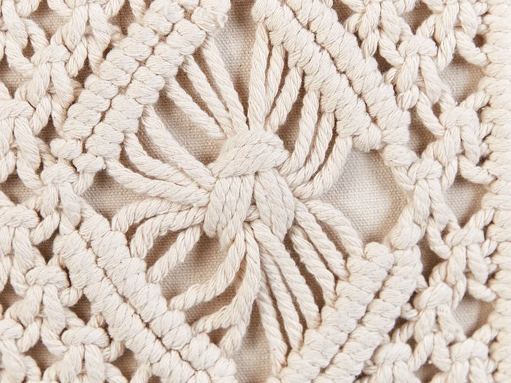 Dekokissen 2er Set KALAM 45 x 45 cm Baumwolle Hellbeige Geometrisches Muster_904687