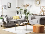 Living Room Set 4 Seater CHESTERFIELD Fabric Light Grey_797124