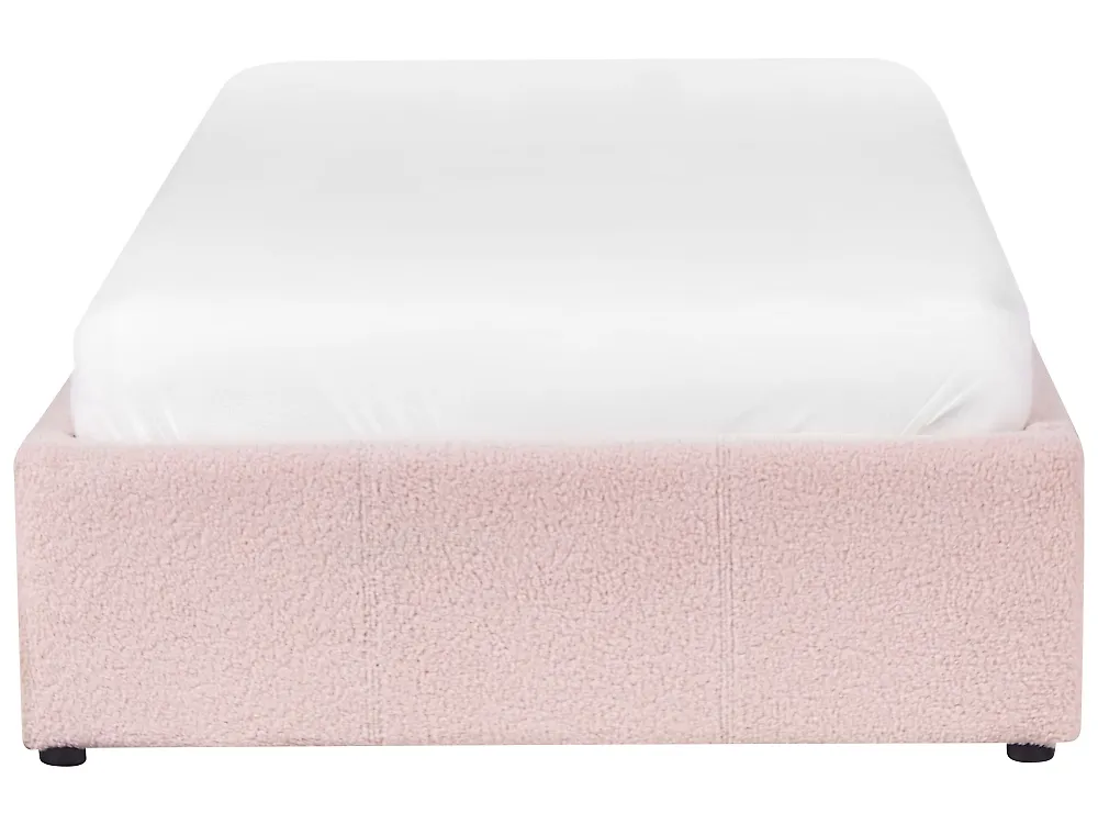 Ottoman Bed without Headboard DINAN Boucle Pastel Pink 90 x 200 cm (EU Single)_903663