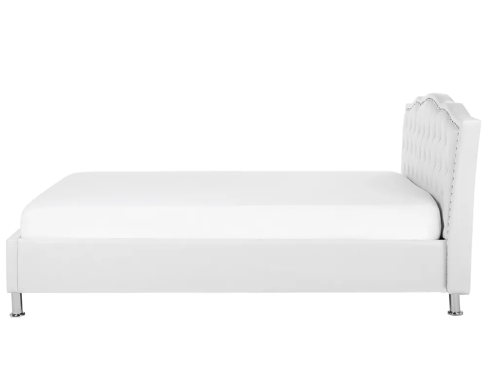 Bett mit Lattenrost Kunstleder METZ 140 x 200 cm Weiß_720129