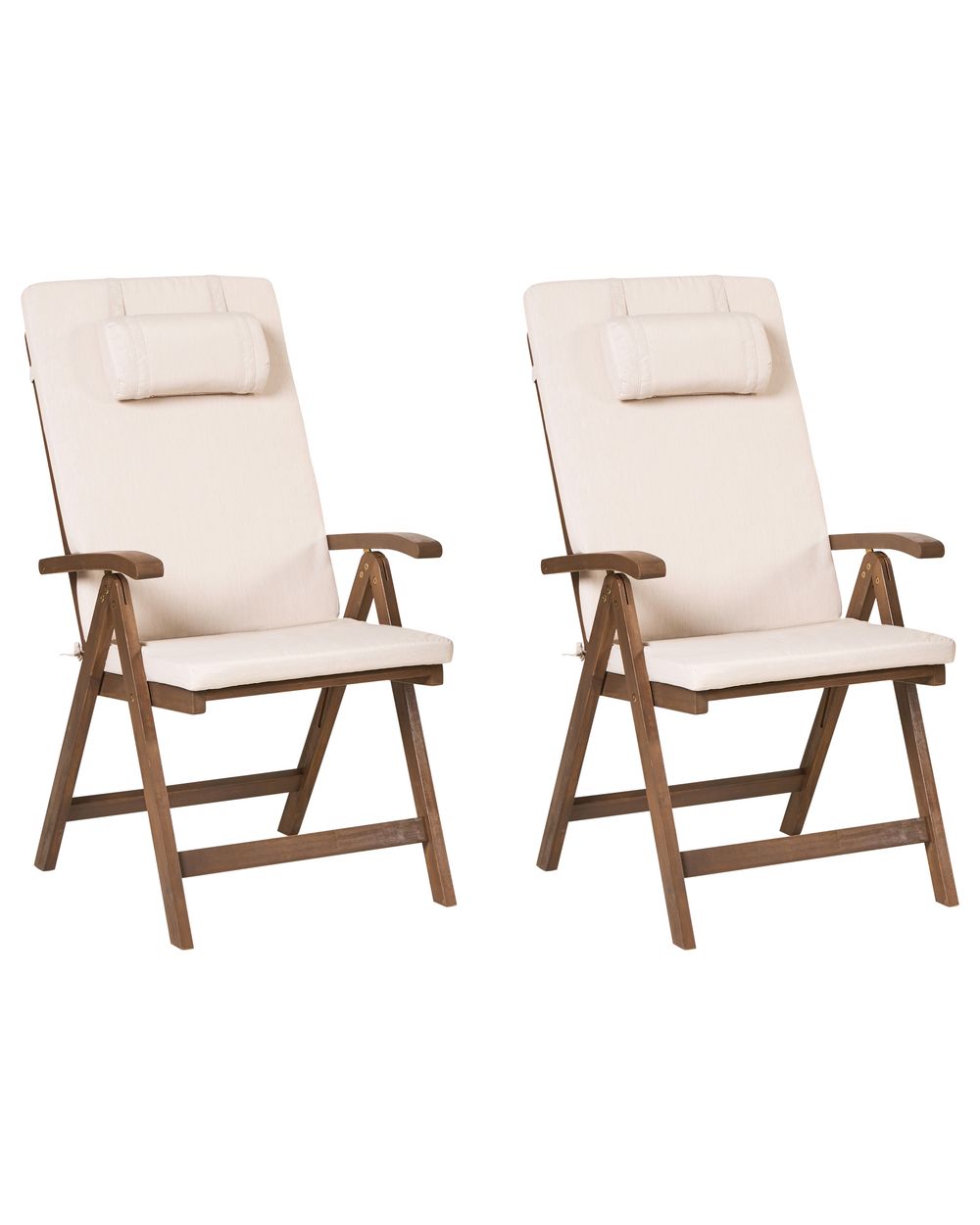 Set of 2 Garden Chairs with Cushions AMANTEA PREMIUM Acacia Wood Light Beige