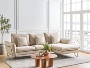 Corner Sofa 3 Seater SERSAN Chenille White Left Hand_876382