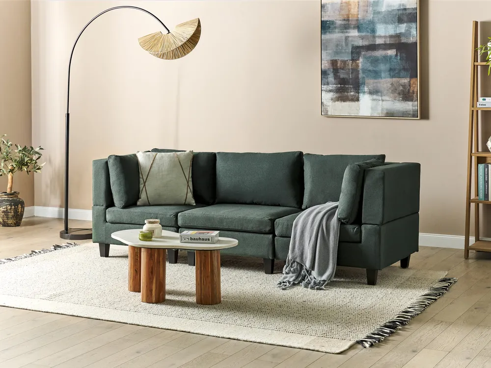 Modular Sofa 3 Seater UNSTAD Fabric Dark Green