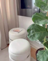 Set of 2 Storage Pouffes CAMDENTON Velvet Off-White_957258