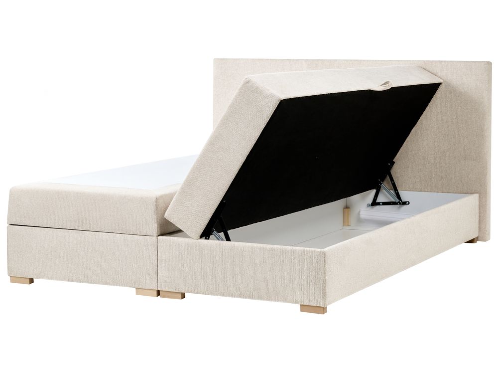 Boxspring met opbergruimte MAJOR Stof Lichtbeige 180 x 200 cm