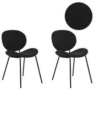 Set of 2 Dining Chairs LUANA Boucle Black_873700