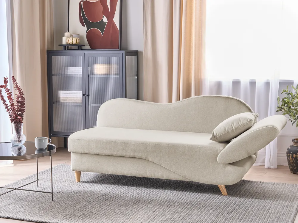 Right-Hand Chaise Longue MERI with Storage Faux Linen Beige_881277