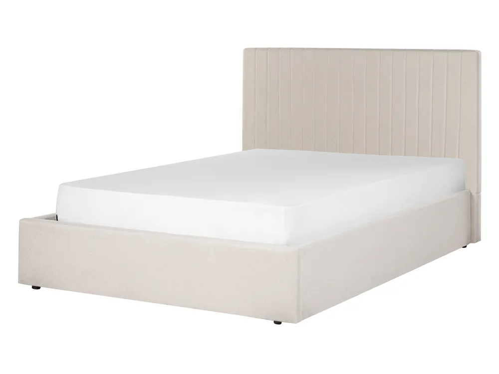 Bett mit Stauraum VION Stoff Hellbeige 140 x 200 cm_901825