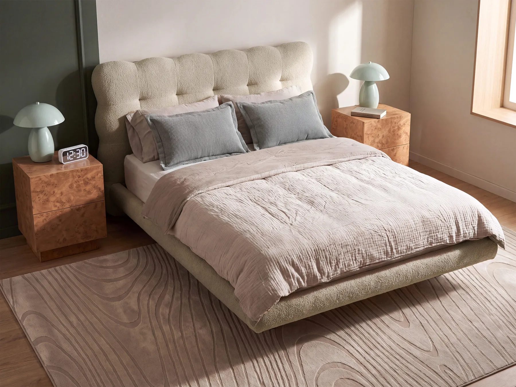 Bett mit Lattenrost Bouclé SOULISSE 140 x 200 cm Beige_1129738