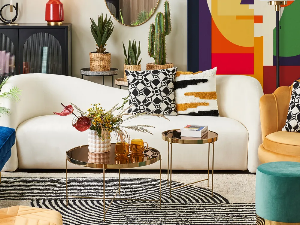 Coffee Table LUCEA Tempered Glass Gold_837458
