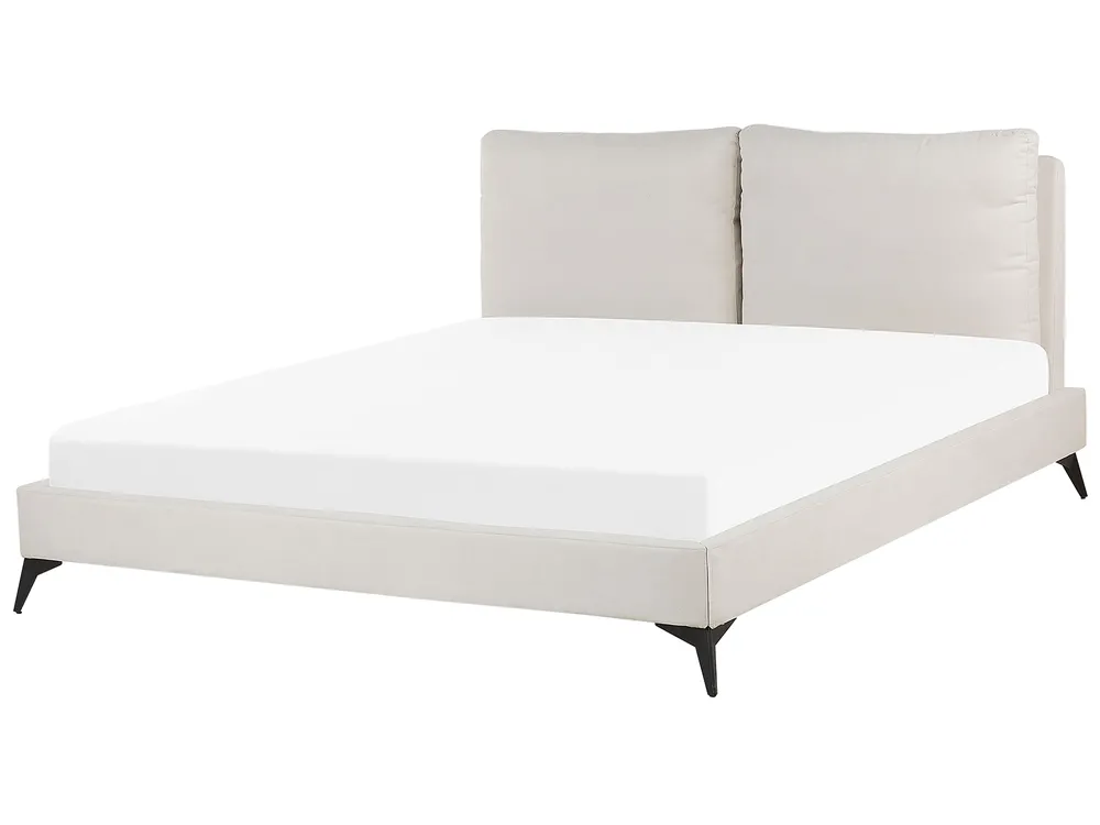 Bett mit Lattenrost Chenillegewebe MELLE 180 x 200 cm Hellbeige