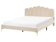 Bett mit Lattenrost Samtstoff SAUVIAN 160 x 200 cm Beige_1014411