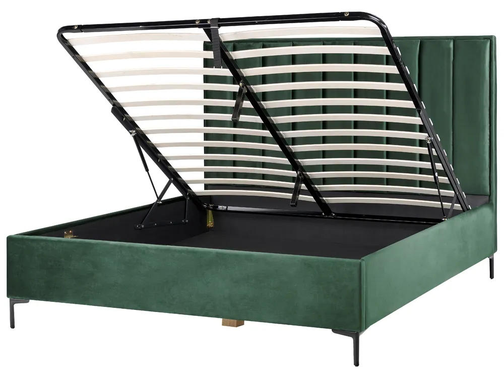 Schlafzimmer Set SEZANNE Samtstoff Dunkelgrün 180 x 200 cm_892559