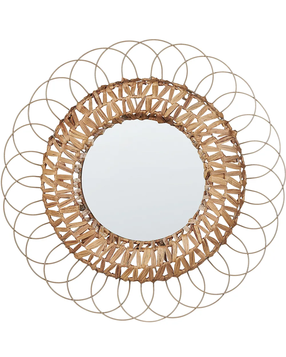 Wandspiegel PAMOL 67 cm 67 cm Geflecht Naturfarben