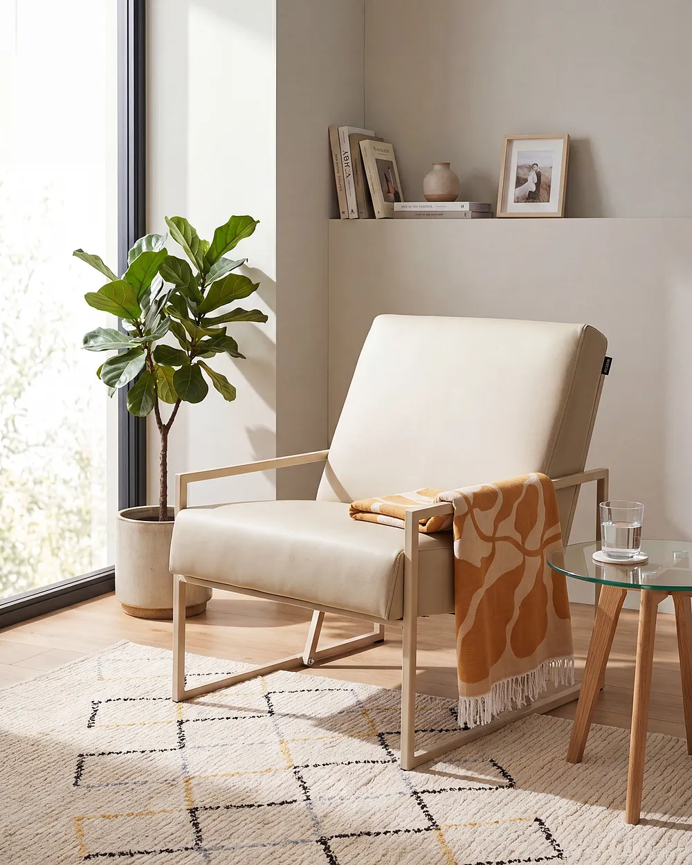 Armchair DELARY Faux Leather Beige_1159621