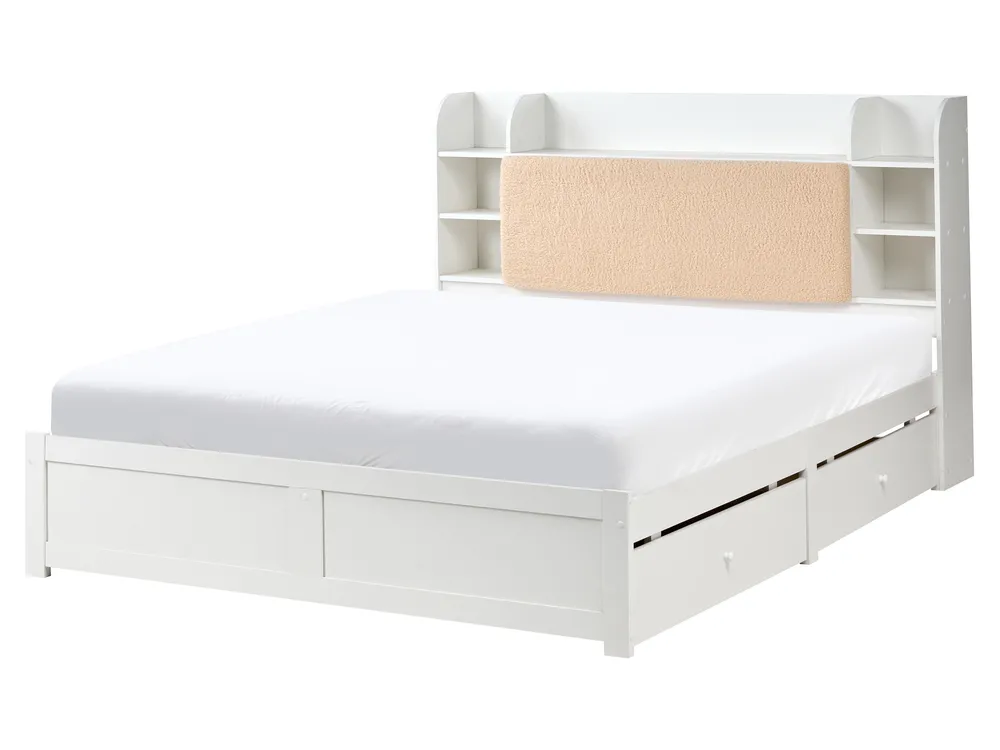 Bed with Storage Drawers BIZOU White 160 x 200 cm (EU King Size)_1033131