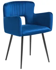 Set of 2 Dining Chairs SANILAC Velvet Navy Blue_1051707