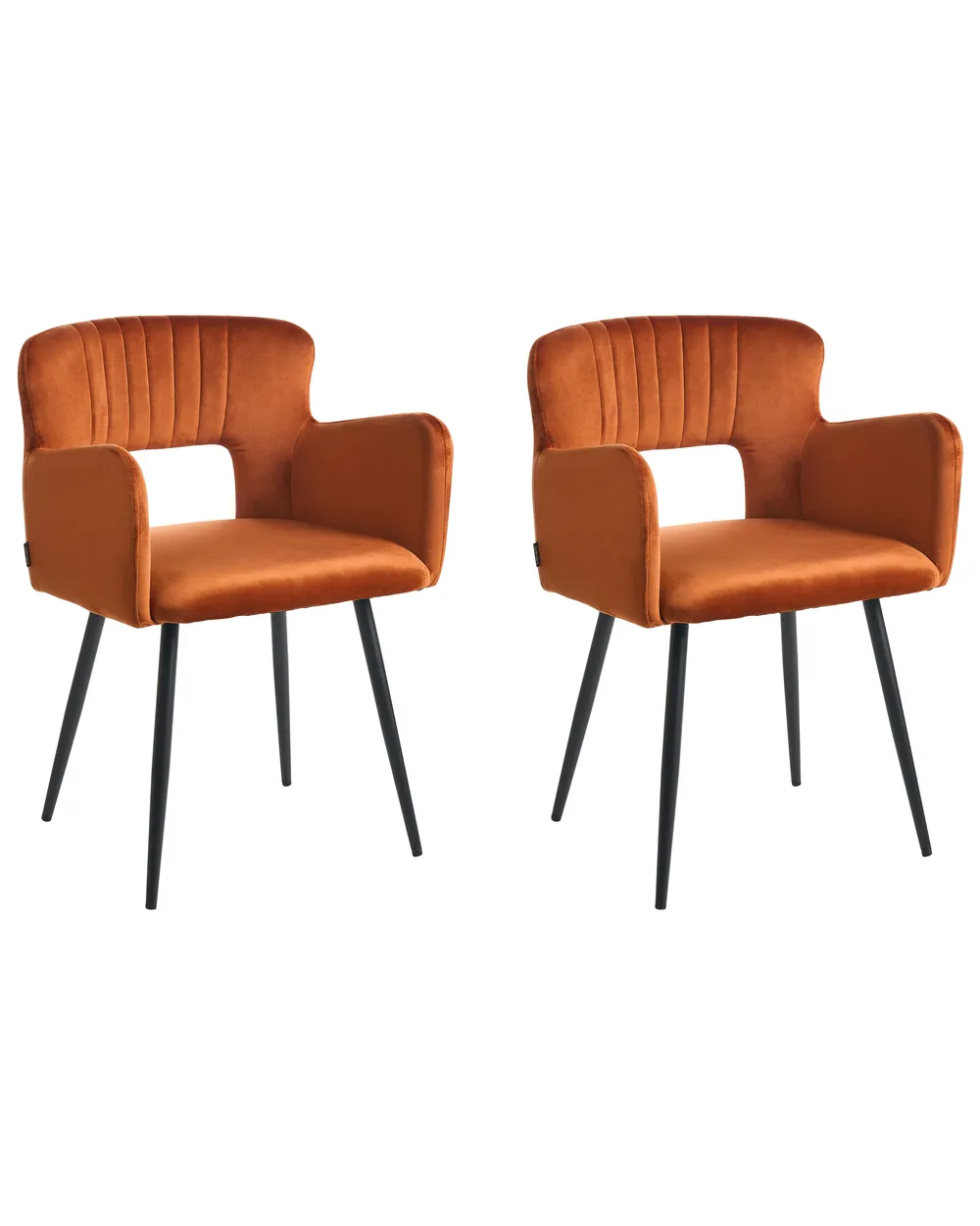 Esszimmerstuhl 2er Set SANILAC Samtstoff Orange