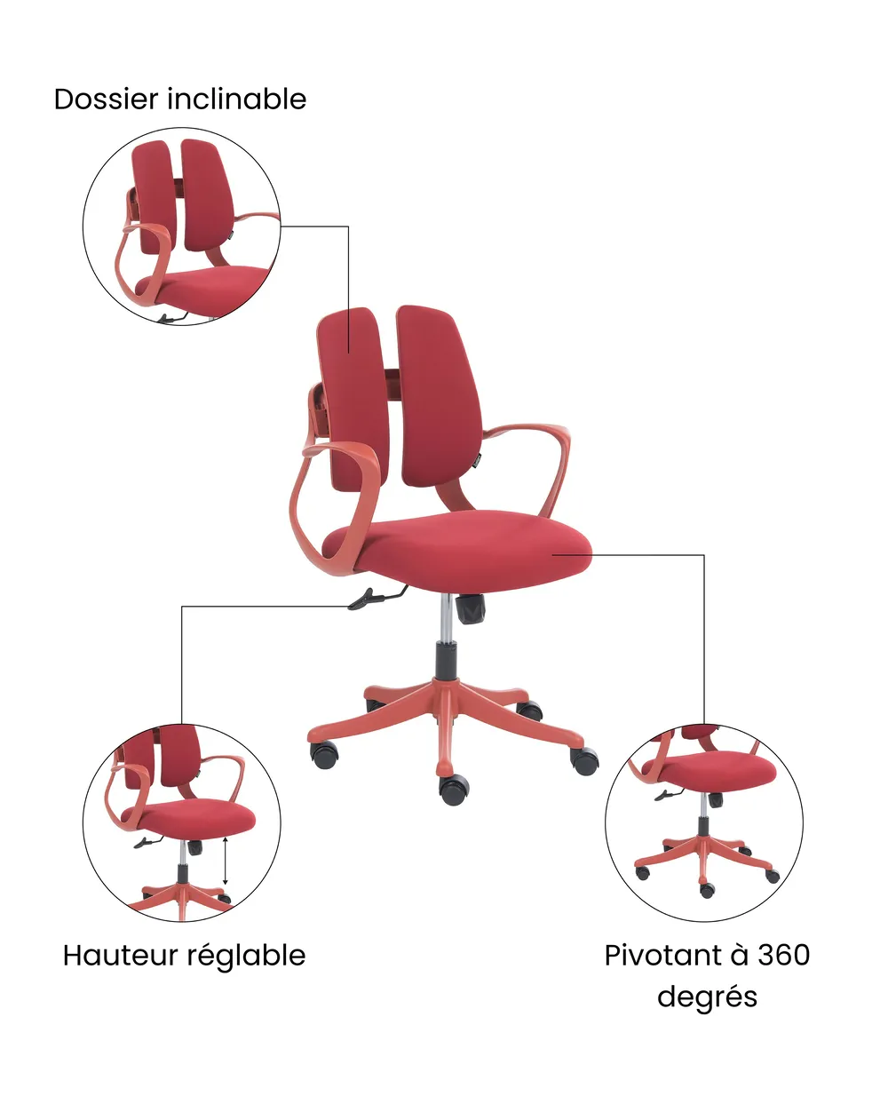 Chaise de bureau ORIVO Rouge_1071025