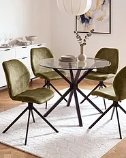 Esszimmerstuhl 4er Set drehbar MORRISON Samtstoff Grün_1155990