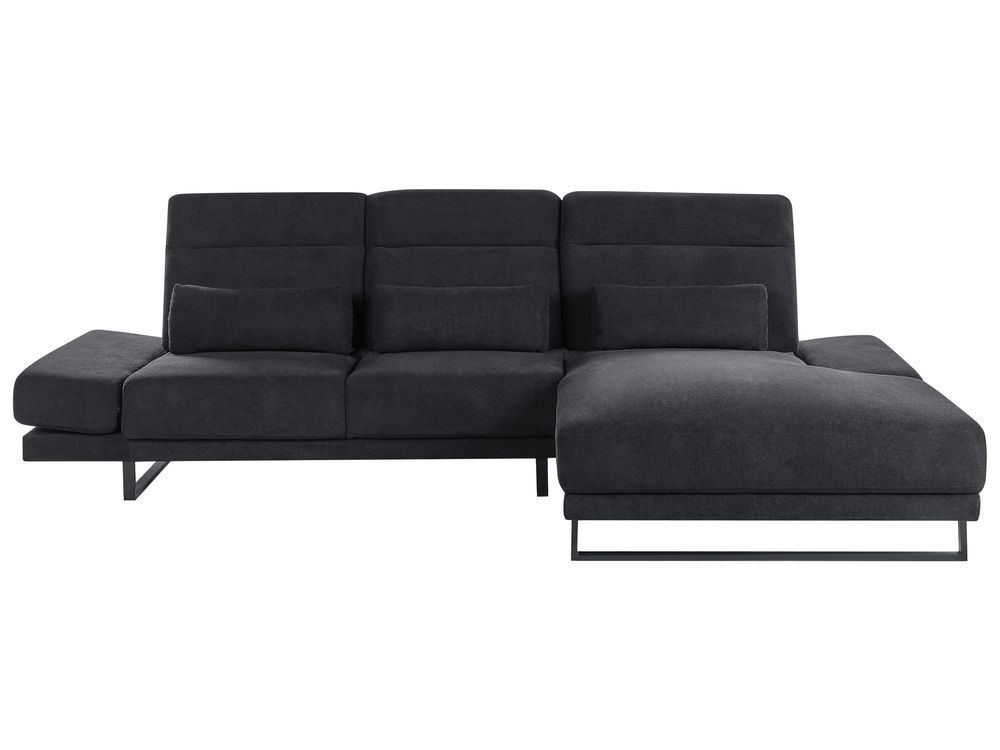 Ugaona sofa četveroznamenkasti IKAST Tkanina Crni lijevoruki