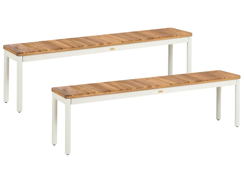 Gartenbänke 2er Set GIOVINAZZO 32 cm Akazienholz Braun