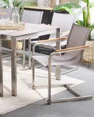 Gartenstuhl 4er Set COSOLETO Edelstahl Beige_818431