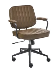 Desk Chair BERNE Faux Leather Brown_1008466