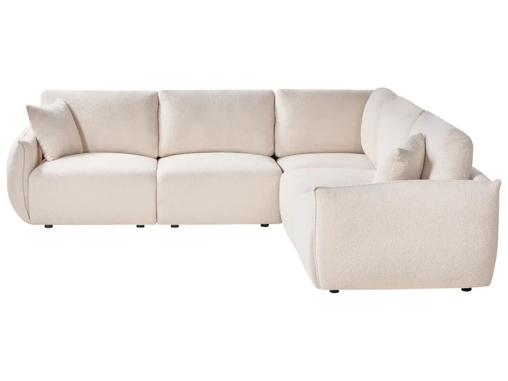 Modul Ecksofa 5-Sitzer MESNALI Bouclé Cremeweiß linksseitig_1046608