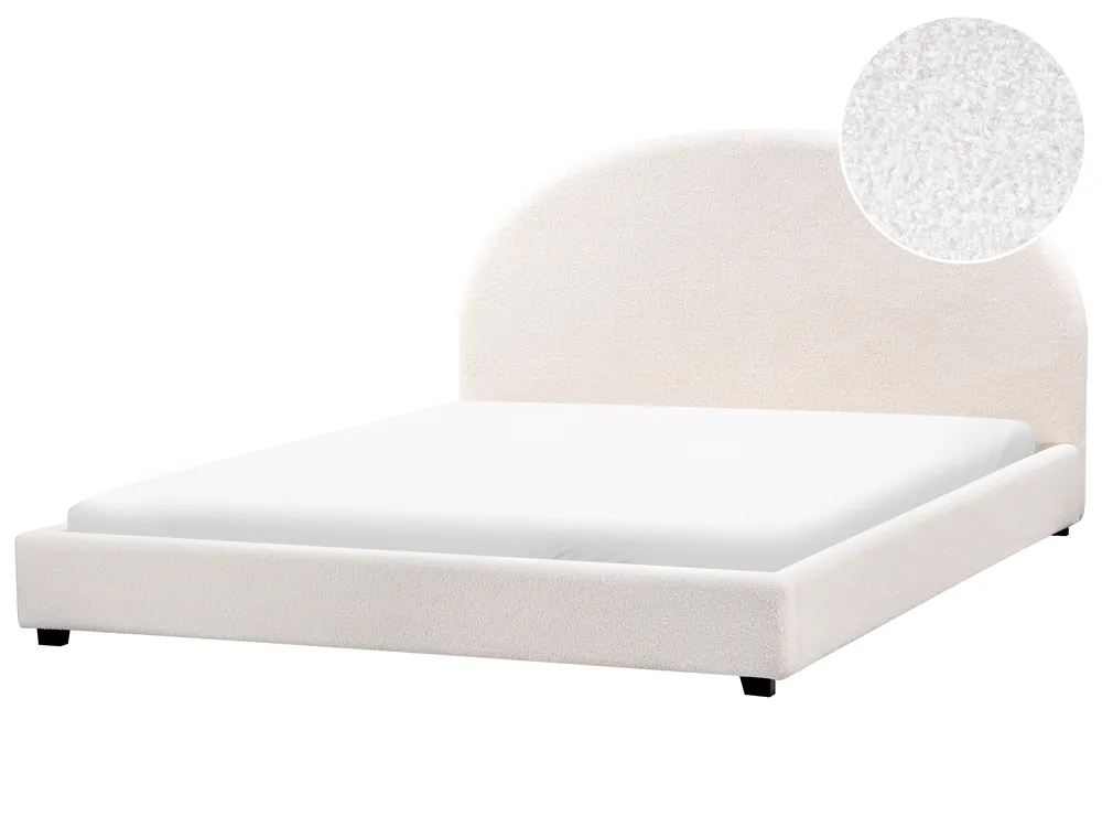 Bett mit Lattenrost Bouclé VAUCLUSE 180 x 200 cm Cremeweiß