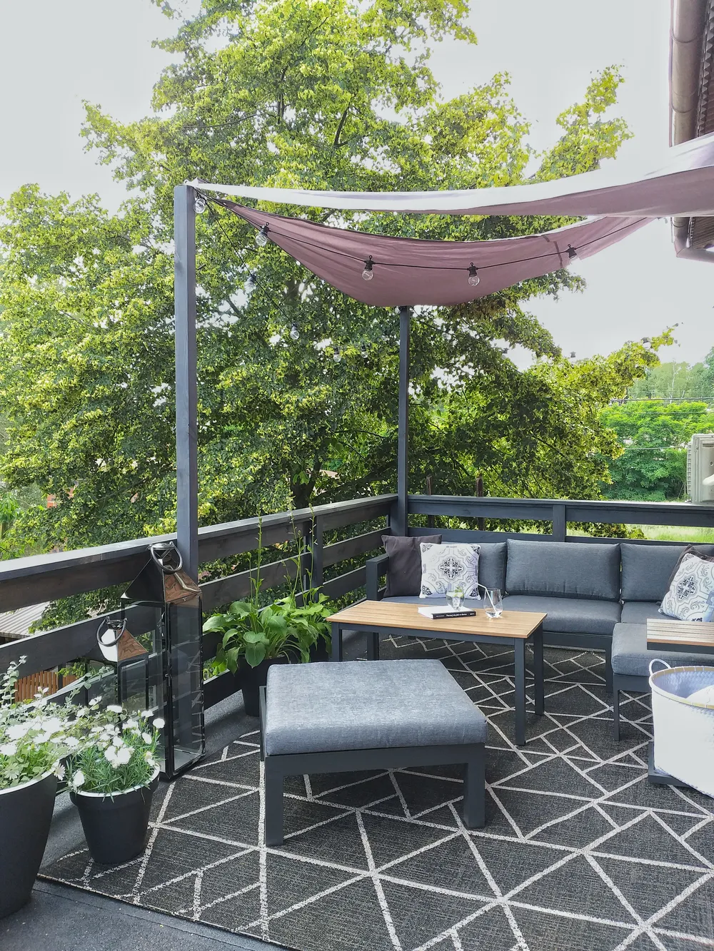 Garten Ecksofa mit Tisch 5-Sitzer MESSINA Metall Schwarz linksseitig_776656