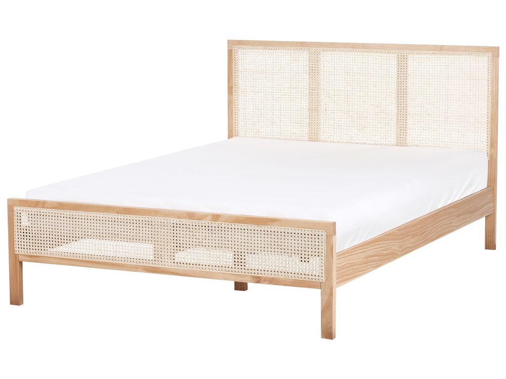 Bed Pine Wood SALERNAS 140 x 200 cm (EU Double) Light Brown