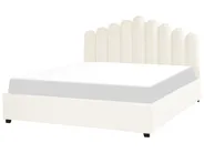 Bett mit Stauraum VINCENNES Samtstoff Cremeweiß 180 x 200 cm_837379