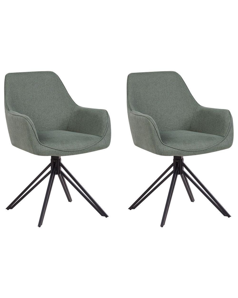 Set van 2 eetkamerstoelen draaibaar JODAR Stof Groen
