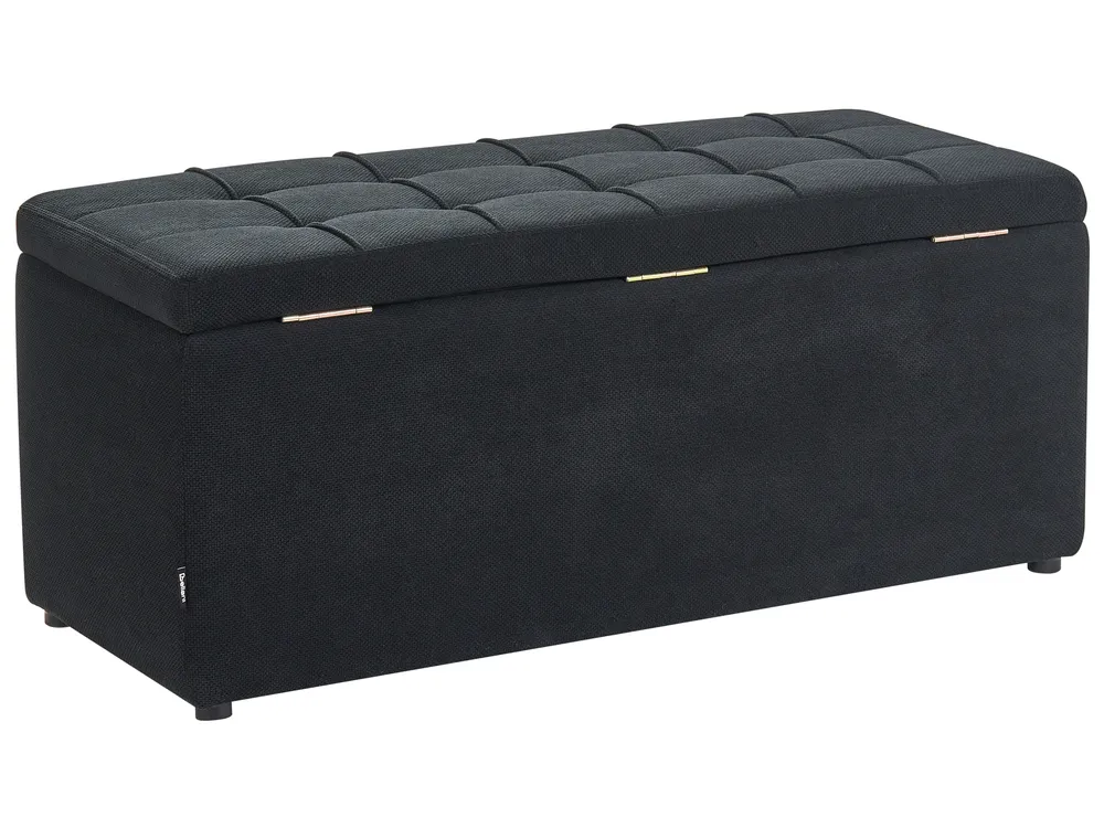 Ottomane mit Stauraum OREM Stoff 100 cm Schwarz_1058939