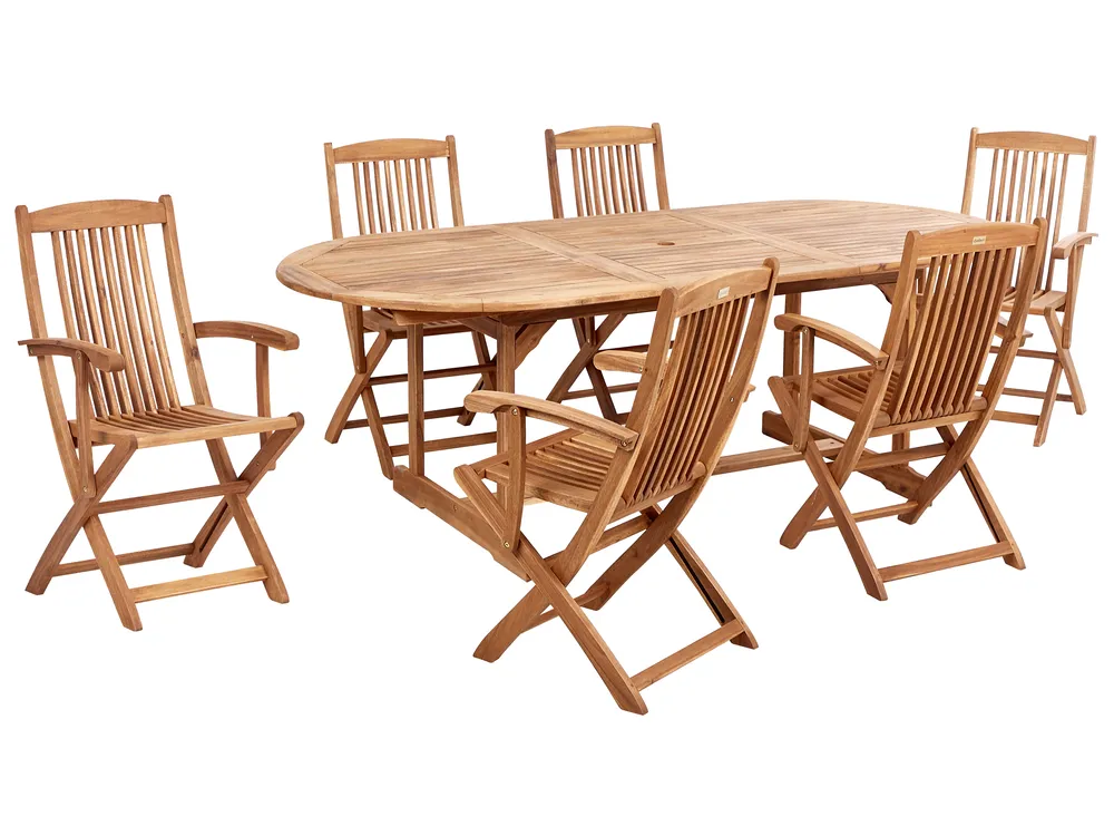 Gartenmöbel Set 6-Sitzer MAUI II Akazienholz Hellbraun
