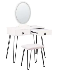 Schminktisch mit Spiegel und Hocker SOYE LED Weiß_1105888